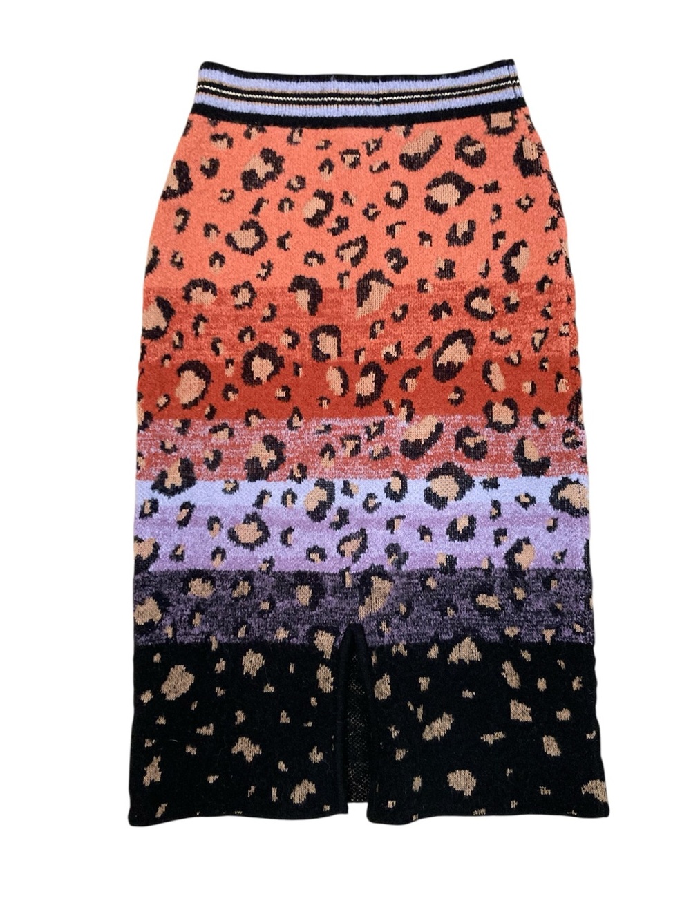 Maeve by Anthropologie Leopard Print Sweater Knit Wool Blend Skirt M